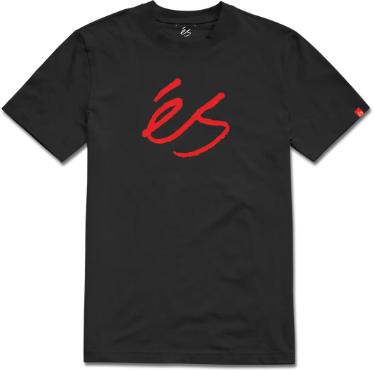 Script Tee in Black, front view | éS Skateboarding Canada