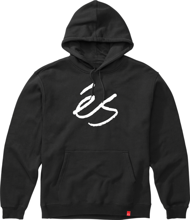 Script Pullover Black – Hooded Fleece | éS skateboarding Screen Hooded Fleece Es Footwear Sneakers Skate Style OG Premium