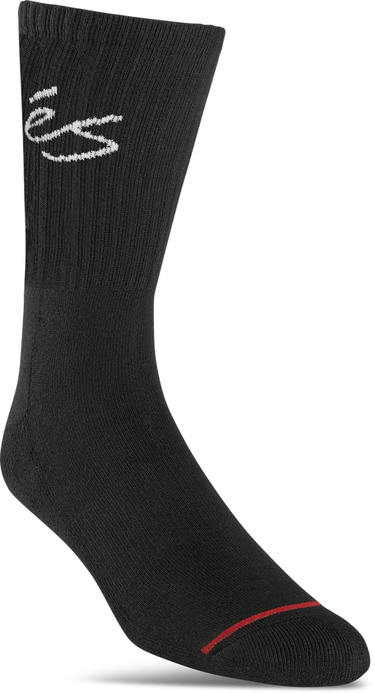 Script Crew Sock in Black, side view | éS Skateboarding Canada